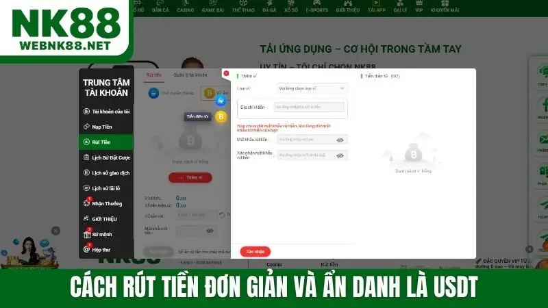 Cách rút tiền đơn giản và ẩn danh là USDT