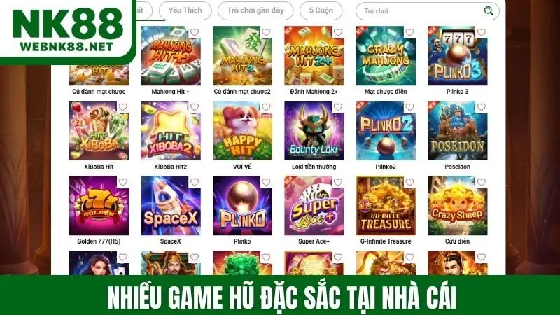Nhiều game hũ đặc sắc tại nhà cái